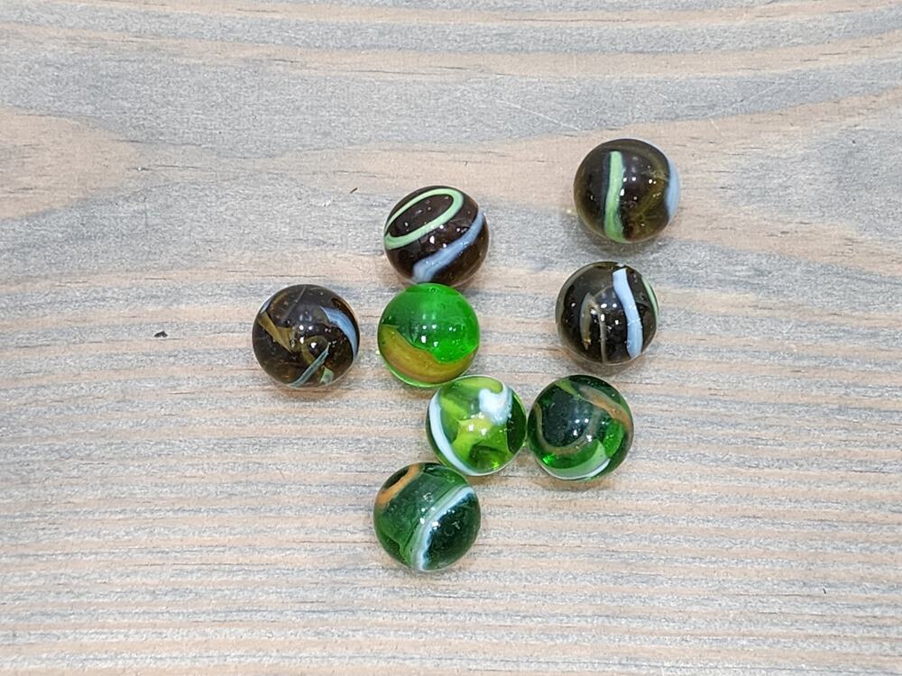 Cat's Eye Marbles Green Vintage Lot Of 8